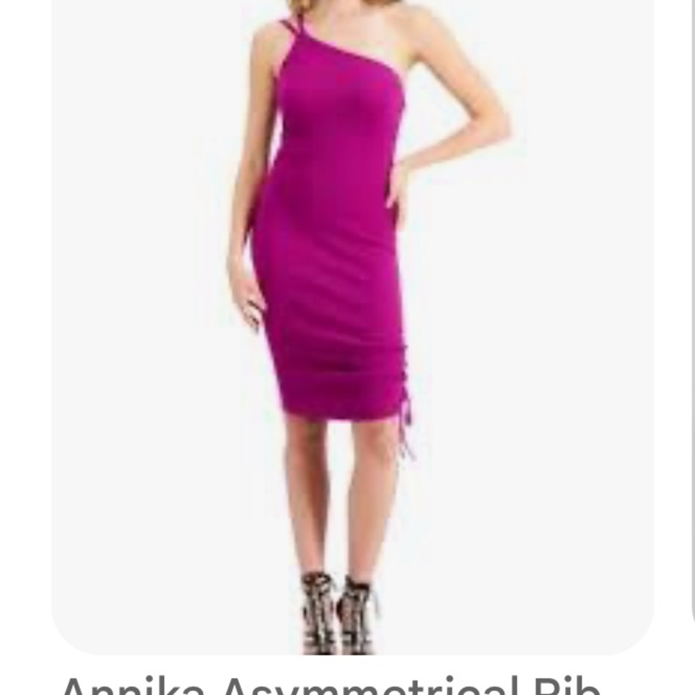 Guess One-Shoulder Magenta Dress